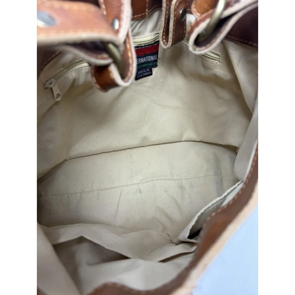 Vintage HOBO International Brown Leather Hobo Shoulder Bag Made Colombia